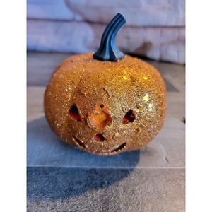 Glittery pumpkin decor light up Halloween decor AS IS
